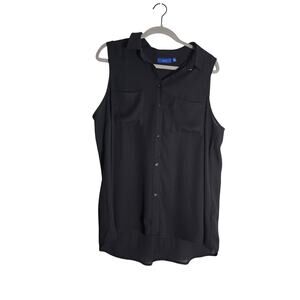 Women's XL Apt. 9 Black Tank Top GorpCore Button Down Sheer OfficeChic Layering